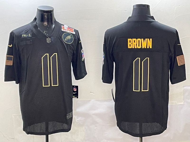 Men Philadelphia Eagles #11 Brown Black 2025 Nike Salute to Service Limited NFL Jersey style 8